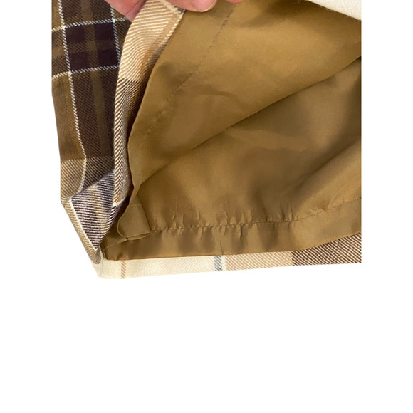Vtg Talbots 100% LambsWool Wrap Midi Skirt Brown Tan Striped Plaid Size 10P NWT - Picture 7 of 7